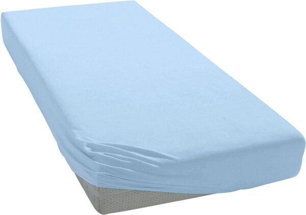 Janine Mako-Jersey Spannbetttuch Spannbettlaken 100% naturreine Baumwolle 90-100cm x 190-200cm 12 hellblau