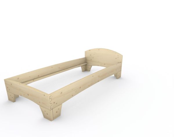 Holzbett (Fichte) "Rosi" 100 x 220 cm 38 cm mit Kopfteil Massivholzbett Bett
