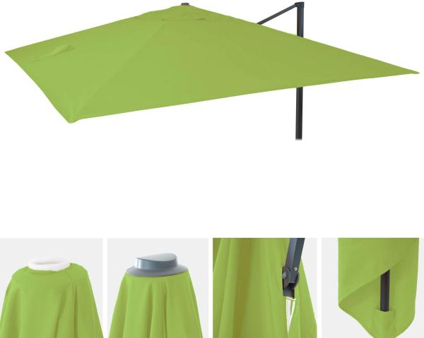 Ersatz-Bezug für Luxus-Ampelschirm HWC-A96, Sonnenschirmbezug Ersatzbezug, 3x3m (Ø4,24m) Polyester 2,7kg ~ hellgrün