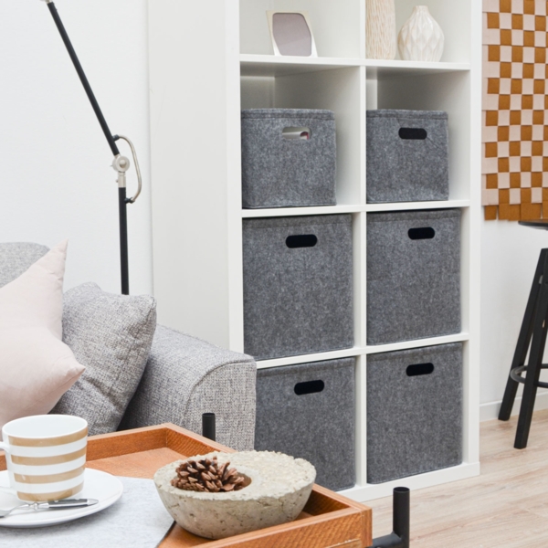 2er Set Filz Aufbewahrungsbox 33x33x33cm Kompatibel mit IKEA Kallax Regal Grau Bild 10