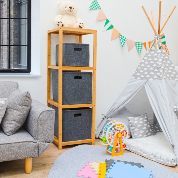 2er Set Filz Aufbewahrungsbox 33x33x33cm Kompatibel mit IKEA Kallax Regal Grau Bild 8