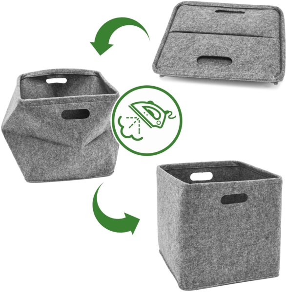 2er Set Filz Aufbewahrungsbox 33x33x33cm Kompatibel mit IKEA Kallax Regal Grau Bild 7
