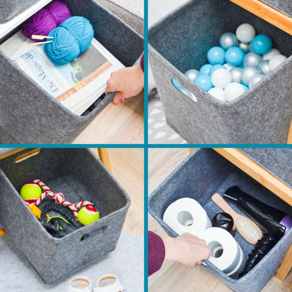 2er Set Filz Aufbewahrungsbox 33x33x33cm Kompatibel mit IKEA Kallax Regal Grau Bild 5