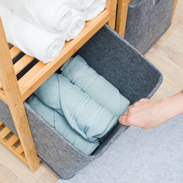 2er Set Filz Aufbewahrungsbox 33x33x33cm Kompatibel mit IKEA Kallax Regal Grau Bild 4