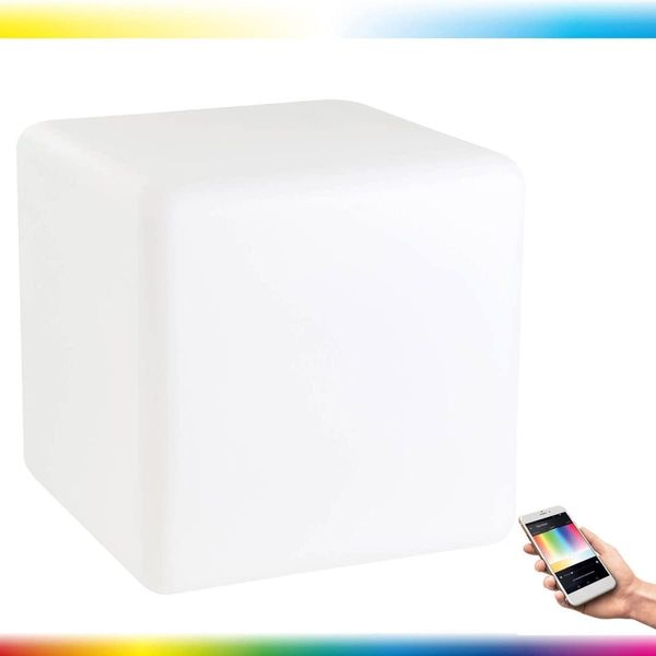 Eglo 31054 Stehleuchte Crosslink weiss L:40cm B:40cm H:40cm E27 1X9W mit Kabel+Stecker dimmbar IP65 mit Connect Funktion