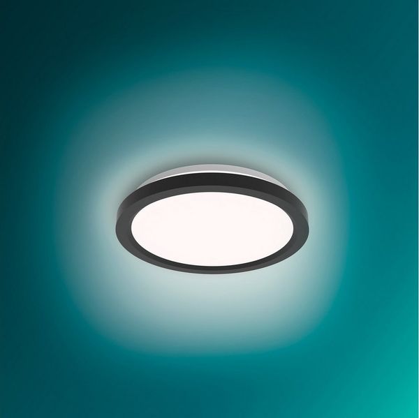 Philips LED-Deckenleuchte mit Fernbedienung, rund, 30 cm, dimmbar, Tunable White, Wohnzimmer, Schlafzimmer, kein Flimmern oder Blenden, modernes Design, schwarz, 2er Pack
