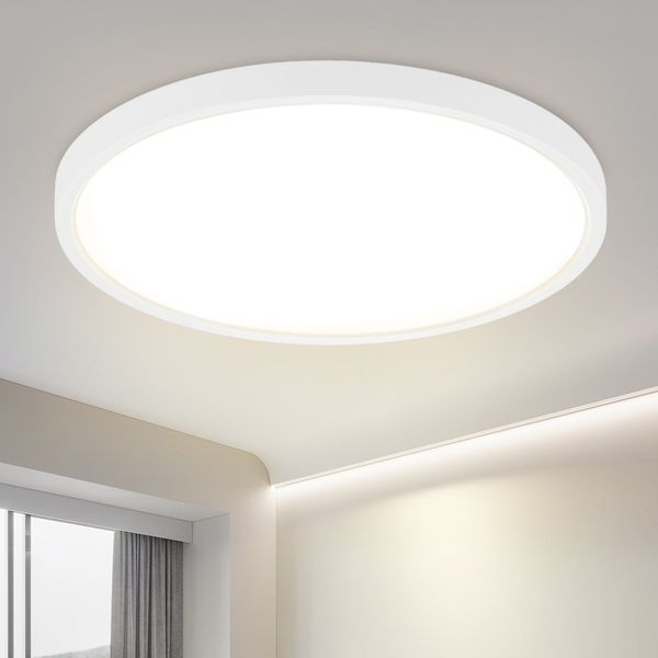ZMH LED-Deckenleuchte, 24 W, 4000 K, 30 cm, Schlafzimmer, flacher Durchmesser, weiß, rund, Küchenlampe, Badezimmer, für Badezimmer, Flur