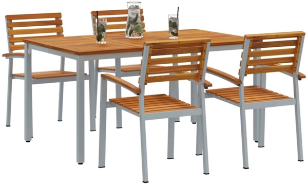 vidaXL Garten Essgruppe 5 pcs Grau und Braun 3284407 Bild 2
