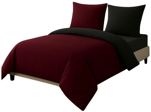 Leonado Vicenti Bettwäsche Luxus Satin-Bettwäsche aus 100 % Baumwolle, Satin, 4 teilig, Wendebettwäsche, hochwertig, dezenter Glanz, Unifarben, Anthrazit