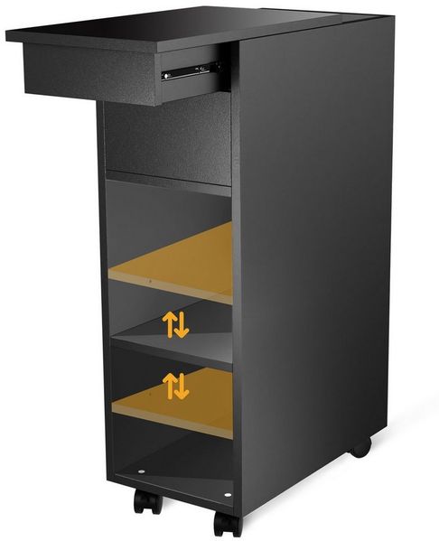 JEOBEST Nachttisch Nachtschrank mit Abschließbare Rollen, (1-St) Schmal, Beistelltisch mit Schublade und Ablage