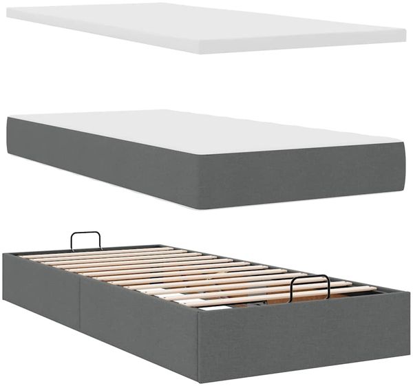 vidaXL Ottoman-Bett mit Matratze Dunkelgrau 80x200 cm Stoff 3311065 Bild 8
