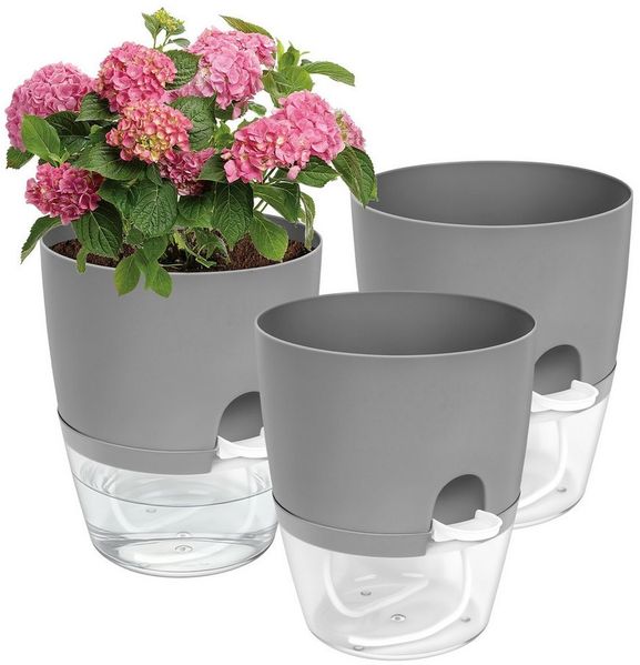 OSTWOLKE Kräutertopf mit Selbstbewässerung Blumentopf Fensterbank Kräutergarten 3er Set, Pflanzentopf Plantpot