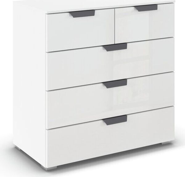rauch Aditio Box, Kommode, 5 Schubladen, mit Glasfront, mit Softclose-Funktion, Farbe Weiß, BxHxT 80x81x42cm Bild 3
