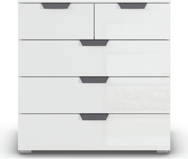 rauch Aditio Box, Kommode, 5 Schubladen, mit Glasfront, mit Softclose-Funktion, Farbe Weiß, BxHxT 80x81x42cm Bild 2