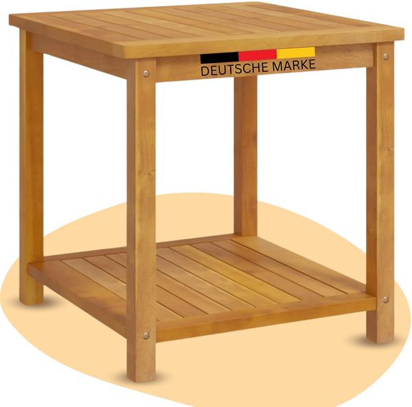 Beistelltisch Holz EMMI - Massivholz, 45x45x45cm | Couchtisch Akazie Beistelltisch Couch Holztisch Outdoor Sofatisch Gartentisch eckig