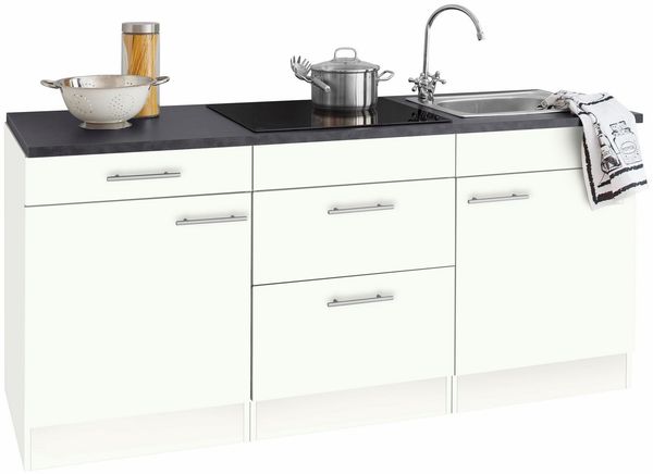 OPTIFIT Küchenzeile Mini, Breite 180 cm, mit Glaskeramik-Kochfeld, mit Arbeitsplatte