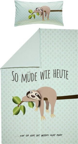 Erwin Müller Kinderbettwäsche Wendebettwäsche "Faultier", Renforcé, Tiermotiv