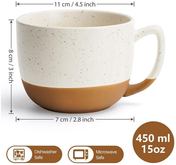 MiaMio Tasse Kaffeetassen Set Aura Kollektion (4 x 450 ml), 4-tlg.