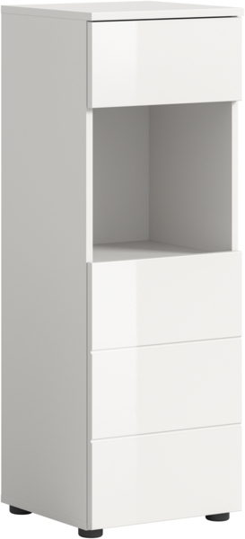 Standschrank (B/H/T: 38x106x34 cm) in weiß hochglanz tiefzieh