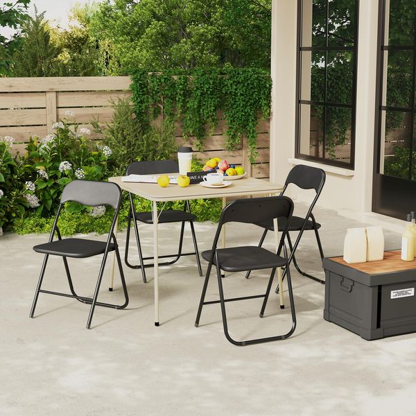 FurnitureR Quadratische Garten-Serviertische, robuste Metallstruktur und MDF, gepolsterte Tischplatte aus Kunstleder, faltbar und tragbar, für Camping, Picknick, Garten und Terrasse, 86x86 cm