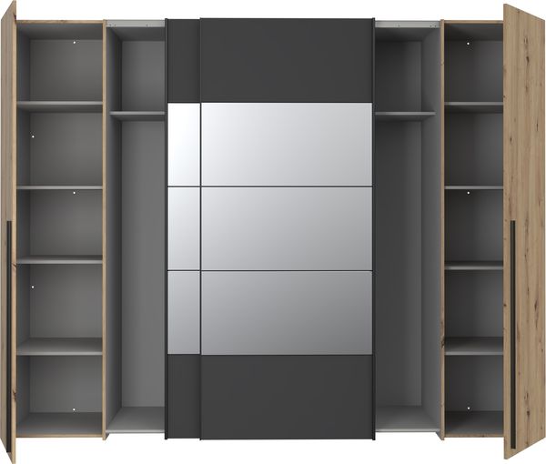 FORTE Rayong Kleiderschrank, Holzwerkstoff, Braun/Schwarz, 270,3 x 210 x 61,2 cm Bild 4