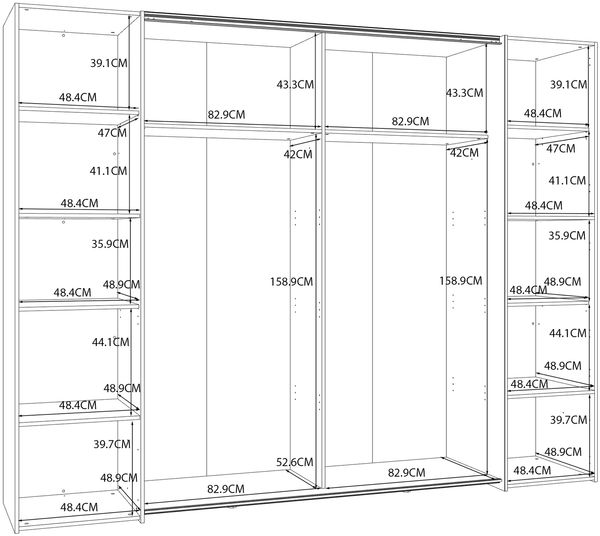 FORTE Rayong Kleiderschrank, Holzwerkstoff, Braun/Schwarz, 270,3 x 210 x 61,2 cm Bild 6
