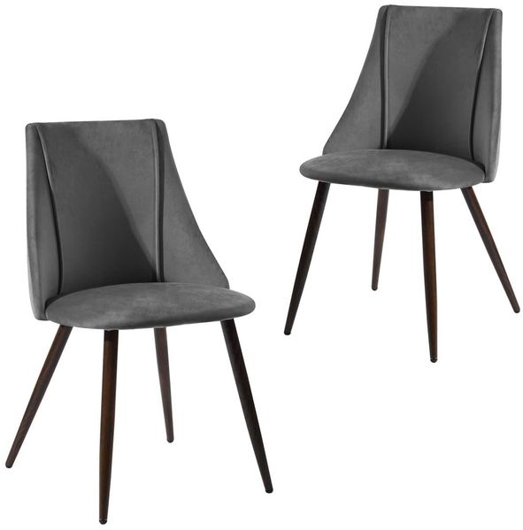 39F FURNITURE DREAM Esszimmerstühle aus der Mitte des Jahrhunderts, 2 Stück, weicher Samt, Rückenlehne, Metallbeine, für Küche, Wohnzimmer, Metall Samtstoff, grün, 52.5 x 49.5 x 83 cm