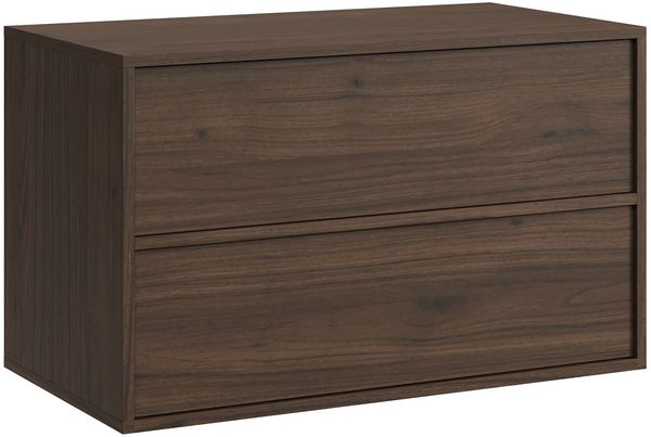 Badplaats Waschbeckenunterschrank Mali 80 x 46 cm Walnuss Braun - Hängender Badezimmerschrank mit 2 Schubladen und Montagematerial