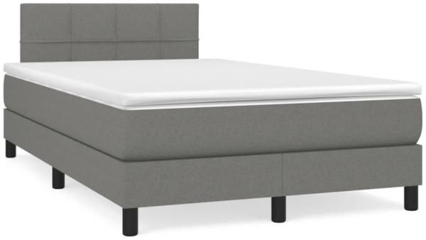 vidaXL Boxspringbett mit Matratze und LED-Beleuchtung, Stoff dunkelgrau, 120 x 190 cm