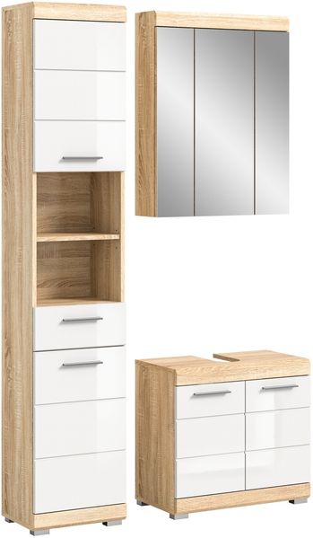 Badezimmer-Set >Lambada< in sonoma eiche hell/weiß - 112x191x34cm (BxHxT)