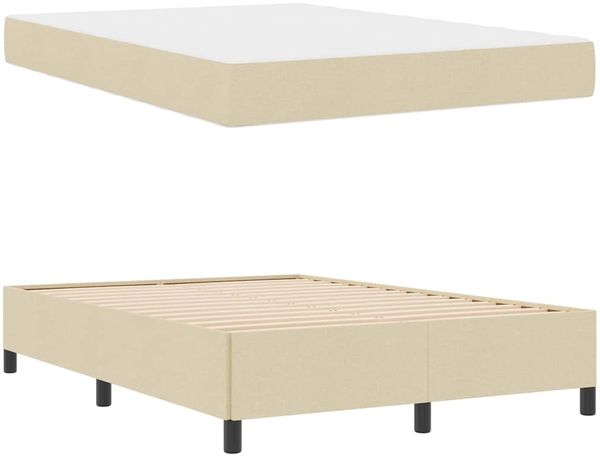 vidaXL Boxspringbett mit Matratze Creme 140 x 190 cm Stoff 3398862 Bild 6