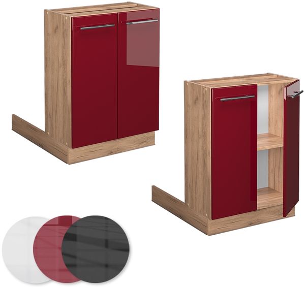 Kücheninsel Fame-Line Bordeaux Hochglanz 60 cm ohne Arbeitsplatte Vicco Bild 5