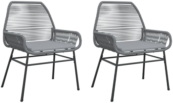 vidaXL Gartenstühle 2 Stk. mit Kissen Grau Poly Rattan 369097