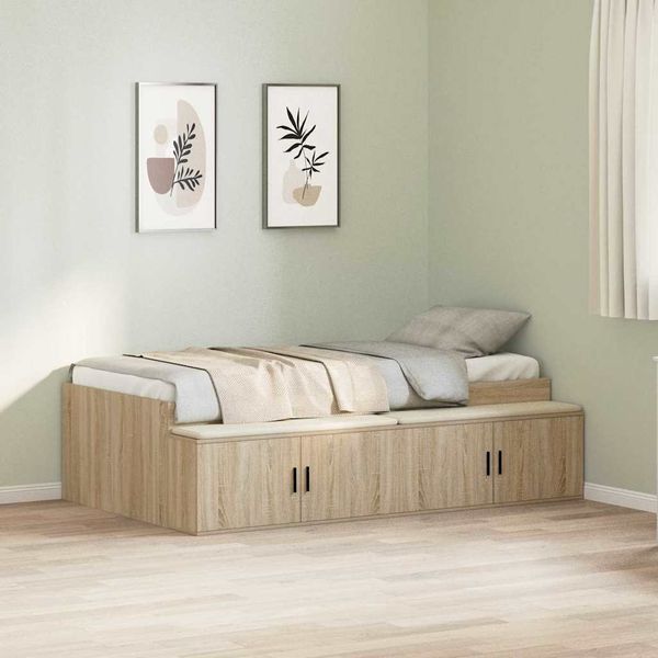 vidaXL Bettrahmen mit Speicher Sonoma-Eiche 90 x 200 cm Holzwerkstoff 3335191