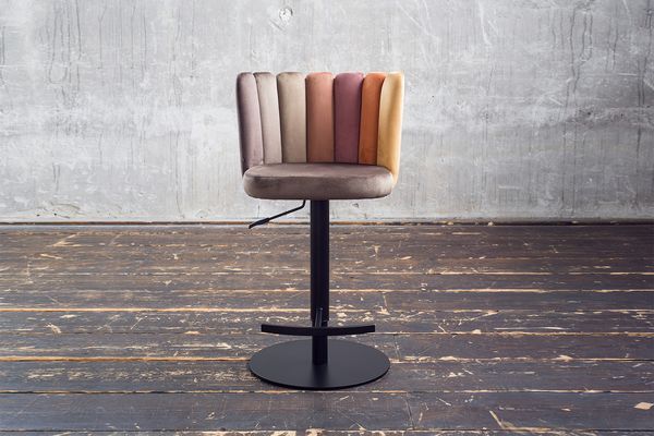 KAWOLA Barhocker JADA Drehstuhl höhenverstellbar Velvet braun 85 x 53 x 55 cm
