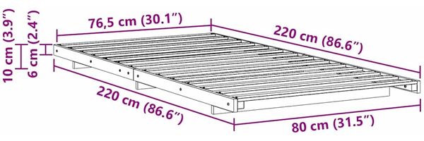 vidaXL Bettrahmen Braun 80 x 220 cm Massives Kiefernholz 873121 Bild 10