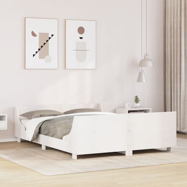 vidaXL Massivholzbett ohne Matratze Weiß 135x190 cm Kiefernholz 3302289