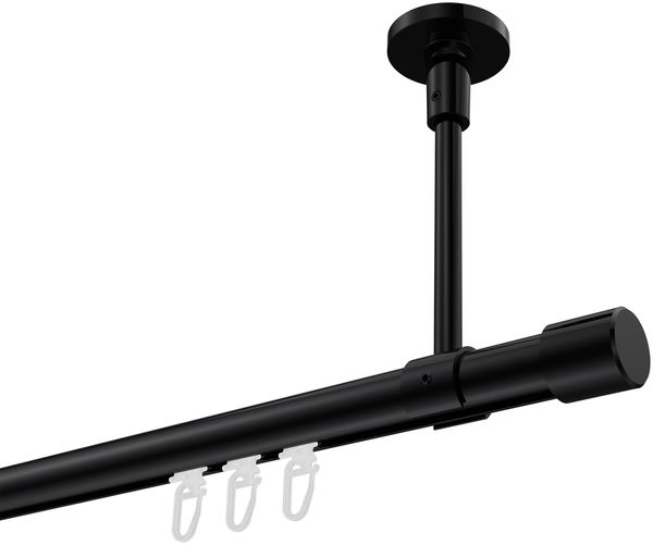 Innenlauf-Gardinenstangen-Set Sonette Santo 120 cm, 1-läufig, 20 mm Ø Schwarz