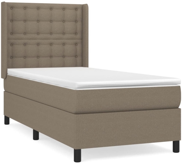 vidaXL Boxspringbett mit Matratze Taupe 90x200 cm Stoff 3131725