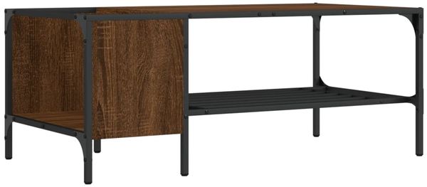 Couchtisch, Sofatisch mit Regal Braun Eichen-Optik 100x51x40 cm