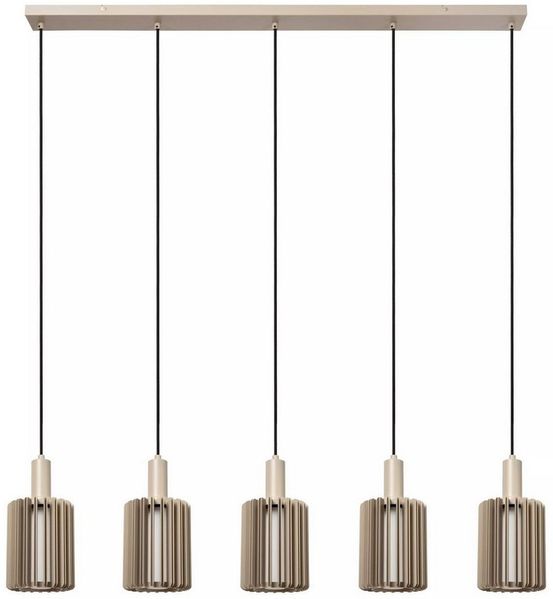 Licht-Erlebnisse Pendelleuchte UBEON, ohne Leuchtmittel, Aluminium Glas E27 H: max. 164 cm Taupe länglich Modern