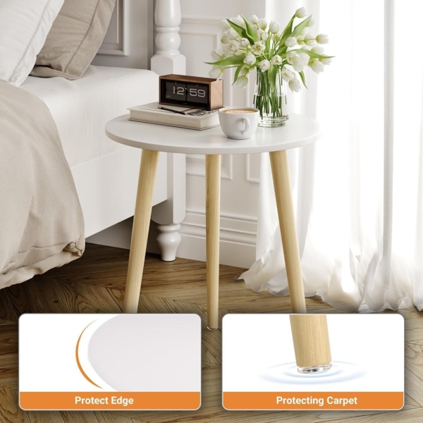 Beistelltisch rund Ø 42 cm Höhe 51 cm Skandinavischer Stil Massivholz Natur Bild 3