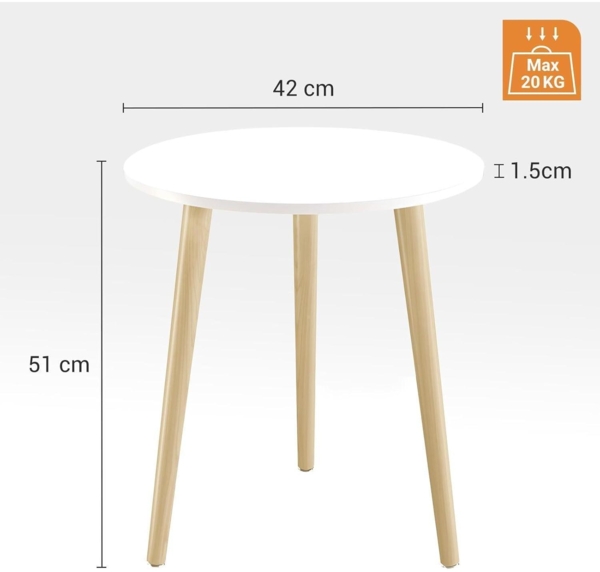 Beistelltisch rund Ø 42 cm Höhe 51 cm Skandinavischer Stil Massivholz Natur Bild 2