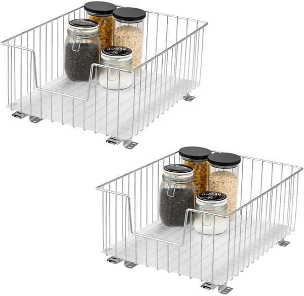 bremermann Schrank-Korbauszug 2er 40 cm mit Einlegeboden, aus Metall, in Chrom