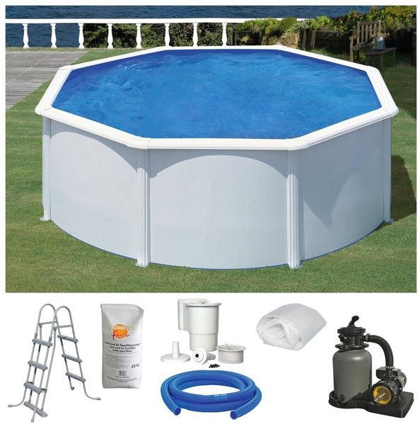 KONIFERA Rundpool MALAGA 3 (Set, 6-tlg), Höhe: 120 cm, stabile Konstruktion durch breiten Handlauf