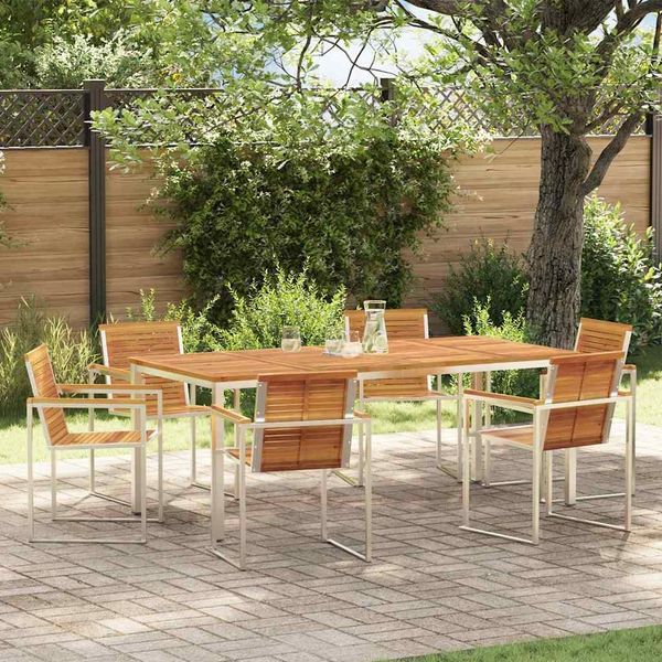 vidaXL Garten Essgruppe 7 pcs Massives Akazienholz und Edelstahl 3334811