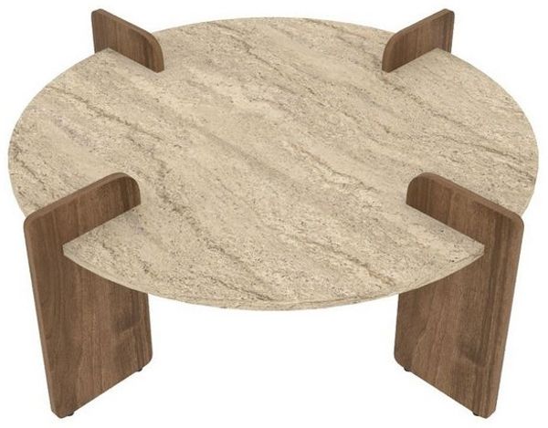 Skye Decor Couchtisch Siam Afrolli (1-St, 1 Tisch), Breite 90 cm, Travertin Walnuss Optik, Geräumige Tischplatte