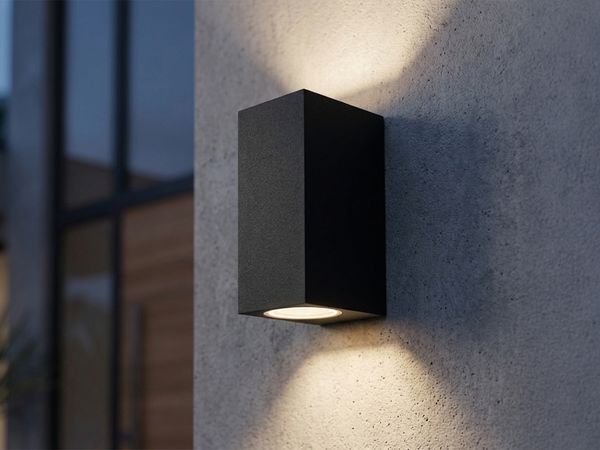 Eckige Außenwandleuchte Up and Down Anthrazit mit GU10 LED, Höhe 15cm