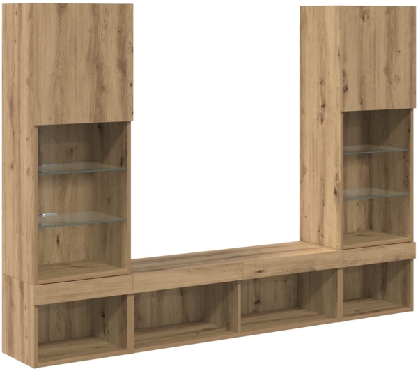 vidaXL TV Wand Einheiten mit LED 5 pcs Artisan-Eiche Holzwerkstoff 3402958