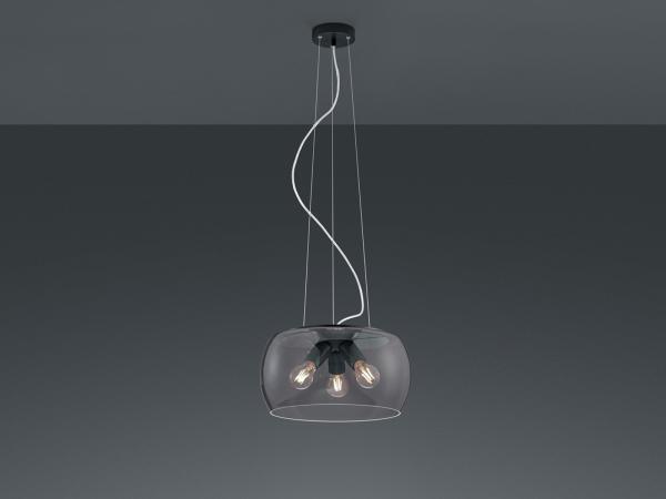 Ausgefallene LED Pendelleuchte mit Rauchglas Lampenschirm, Ø 40cm